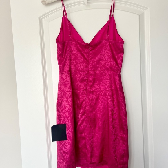 Lulus Sophisticated Charm Magenta Floral Satin Jacquard Mini Dress- XS - Picture 3 of 7